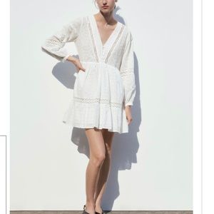 ZARA NWT TIERED DRESS WITH LACE INSERTS M